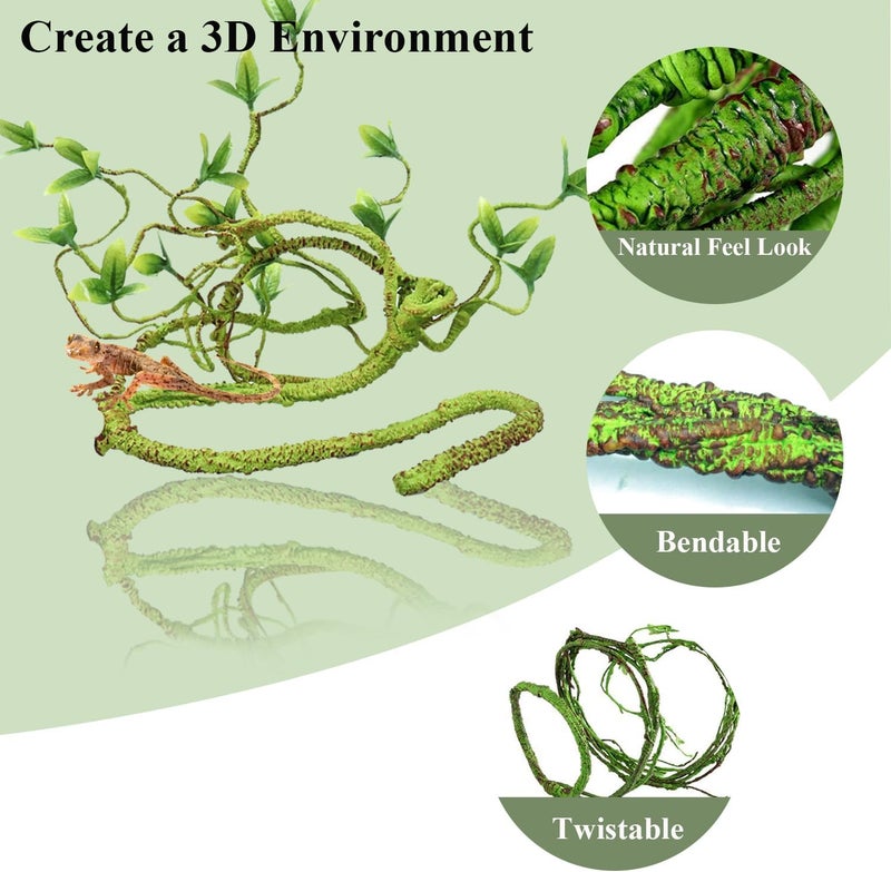 RUNANIA Bearded Dragon Tank Accessories, 10 PCS Reptile Hammock Plants Bridge Jungle Climber Vines for Snakes Bearded Dragon Chameleon Gecko Lizard - Image 3